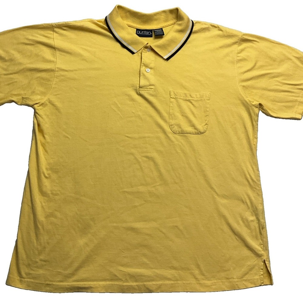 Puritan Men's Yellow Short Sleeve Polo Shirt Size XL
